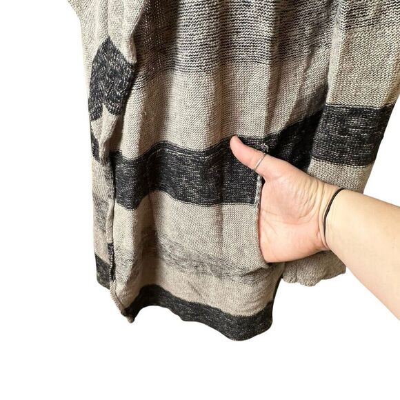 Habitat Linen Cotton Open Front Cardigan Jacket Small | Boho Striped Lagenlook - Picture 6 of 9
